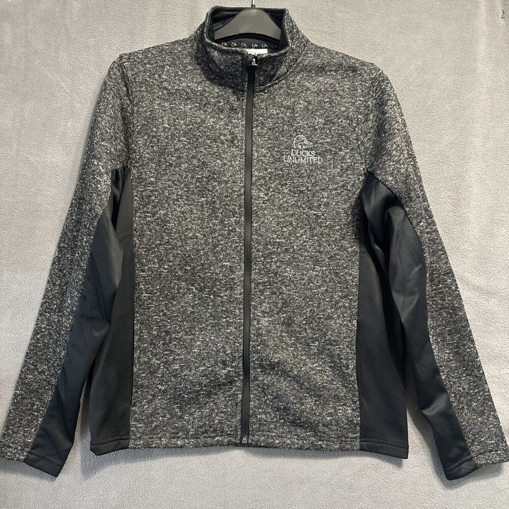 Ducks Unlimited Mens‎ Full Zip Fleece Jacket Mens Size M Gray Embroidered Logo